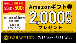 連休中に、Amazonギフト券2000円×2つをゲットしよう