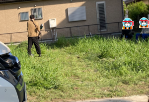 隣の空き地の売買交渉+草刈機を初体験!!