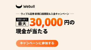 Webull(ウィブル)証券で米国株投資、3万円の抽選キャンペーン実施中!!